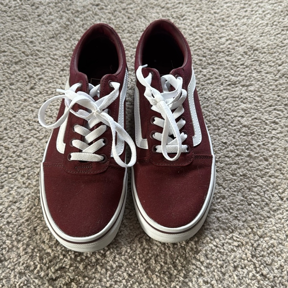 Maroon canvas vans